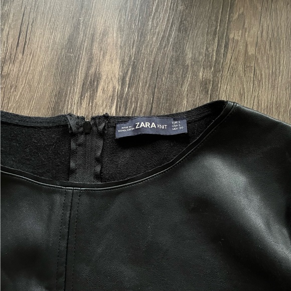 Zara Black Faux Leather Peplum Top - Picture 3 of 3